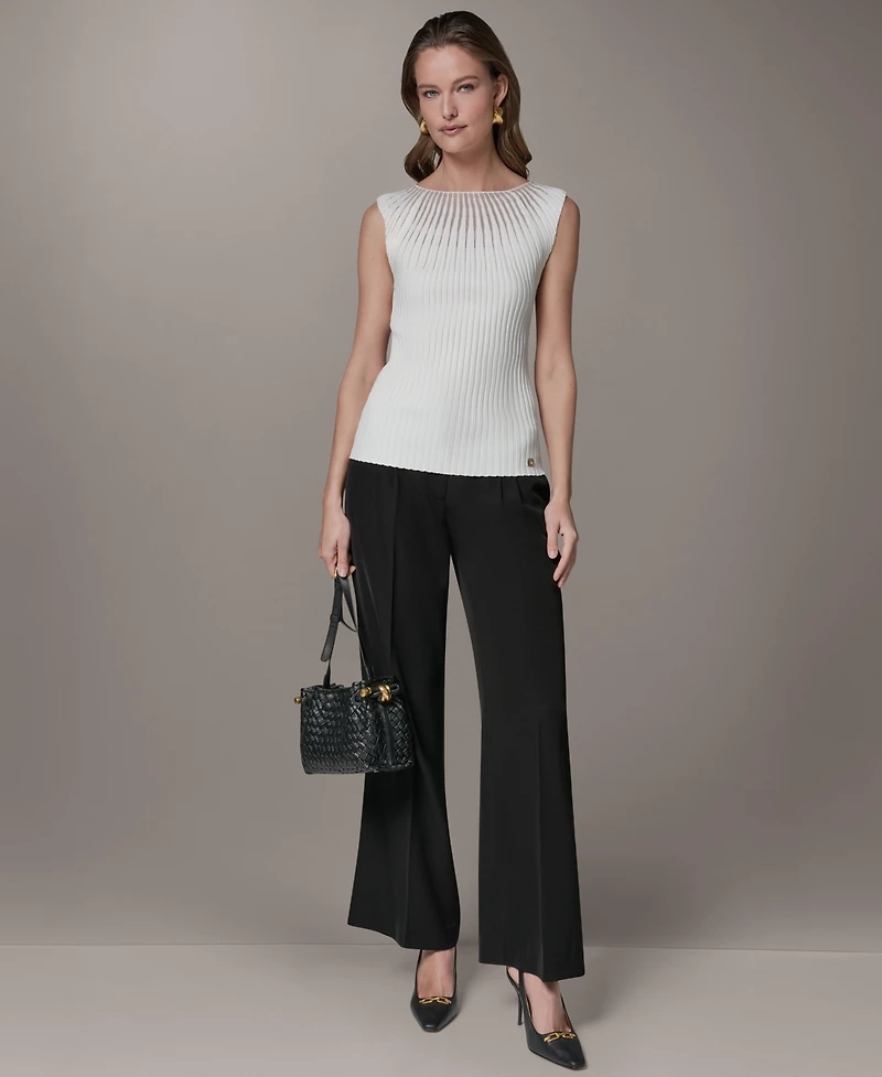 Donna Karan New York Petite Crewneck Sleeveless Sweater Top
