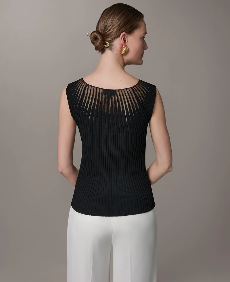 Donna Karan New York Petite Crewneck Sleeveless Sweater Top