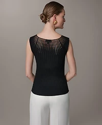 Donna Karan New York Petite Crewneck Sleeveless Sweater Top