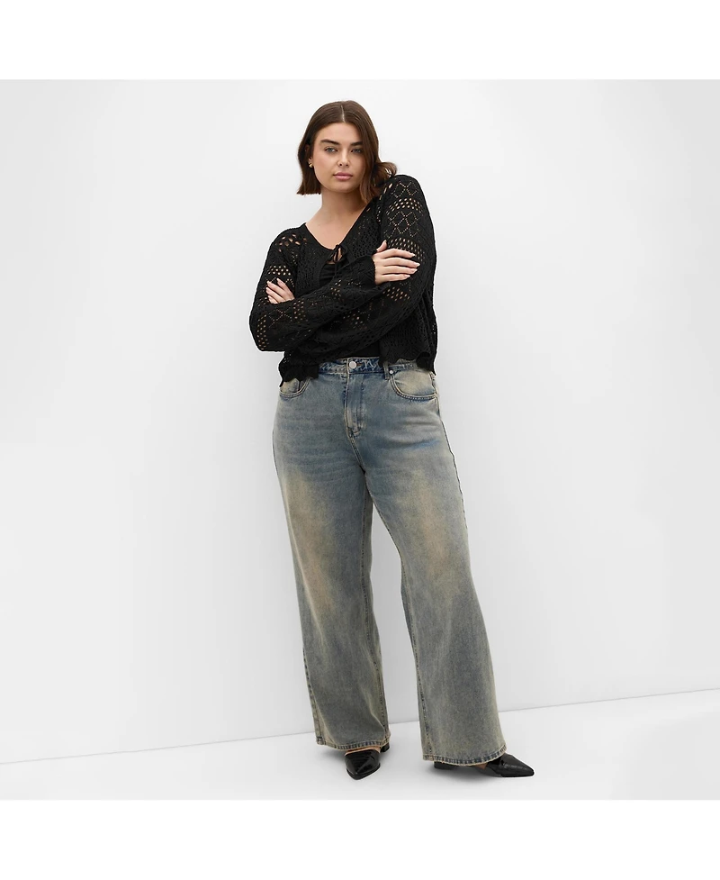 City Chic Women's Plus Crochet Love Top