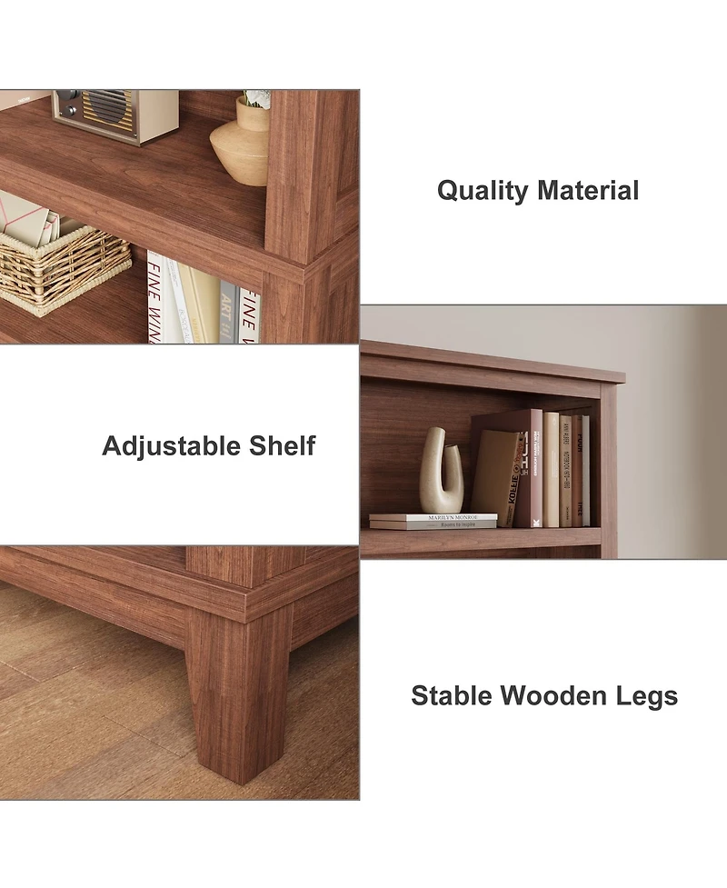 gaomon 71 Inch Tall Bookcase with Adjustable Shelves and 31.5 Inch Width, 5 Tier Farmhouse Bookshelf with Wooden Legs