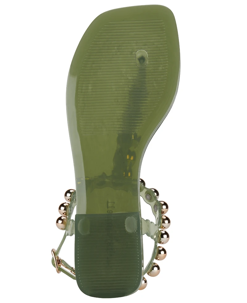 Jeffrey Campbell Women's Plated Studded T-Strap Jelly Sandals