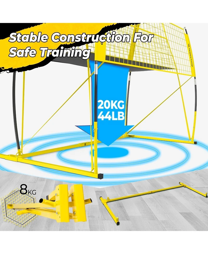 Happy Jump 8x11 Ft Professional Adjustable Volleyball Training Equipment, 3 Height Levels (6.5-8 Ft) Includes Volleyball for Indoor/Outdoor Training