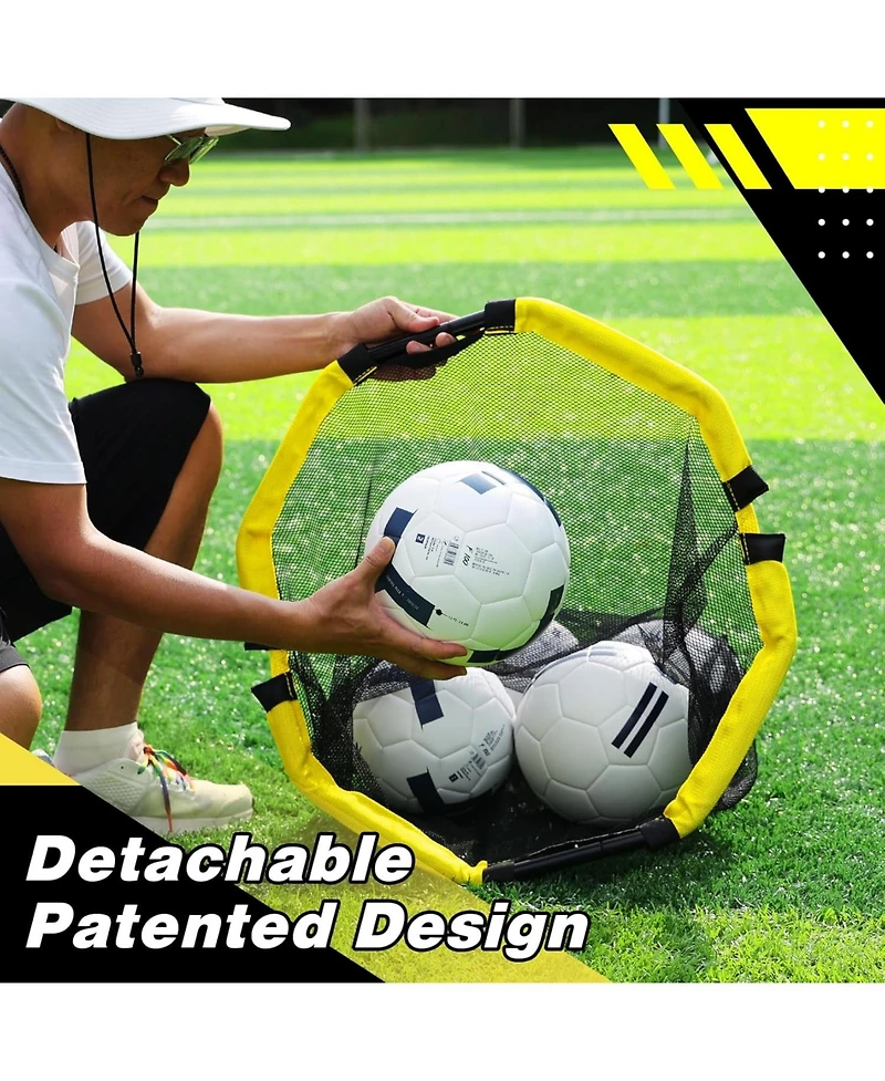 Happy Jump 3-in-1 Football Target Net and Portable Ball Bag, Easy to Attach Soccer Training Equipment with Upgraded Metal Tubes for Accuracy Practice