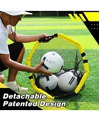 Happy Jump 3-in-1 Football Target Net and Portable Ball Bag, Easy to Attach Soccer Training Equipment with Upgraded Metal Tubes for Accuracy Practice