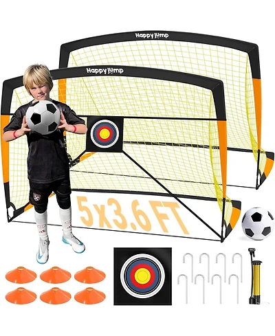 Happy Jump Soccer Goal 7'x5', 6.6 x3.3', 5'x3.6', 4'x3', 3'x2.2' Soccer Net for Kids Backyard