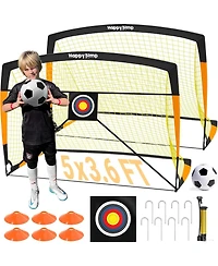 Happy Jump Soccer Goal 7'x5', 6.6 x3.3', 5'x3.6', 4'x3', 3'x2.2' Soccer Net for Kids Backyard