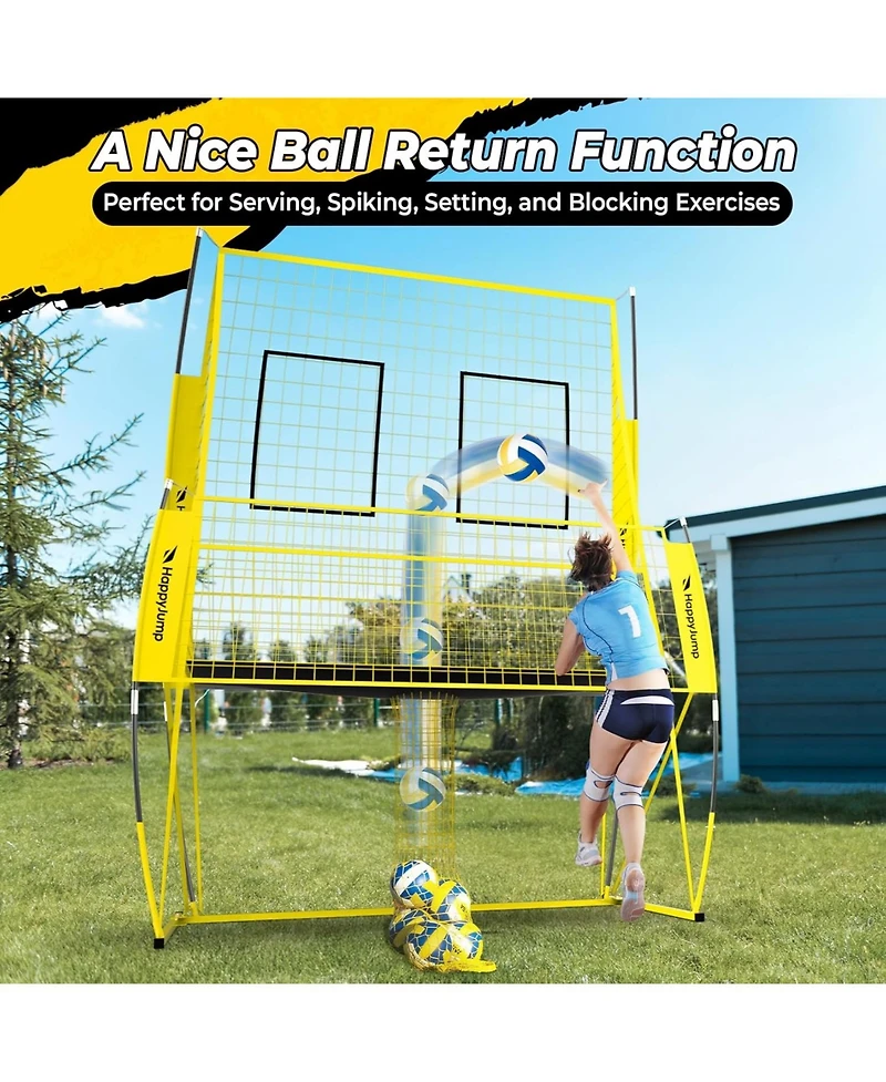 Happy Jump 8x11 Ft Professional Adjustable Volleyball Training Equipment, 3 Height Levels (6.5-8 Ft) Includes Volleyball for Indoor/Outdoor Training