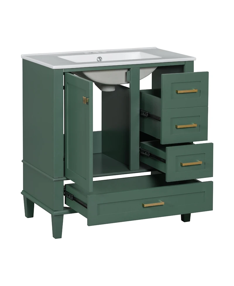 Casainc 30" Bathroom Vanity with Sink Combo, Bathroom Storage Cabinet with Soft-Close Door and 3 Drawers