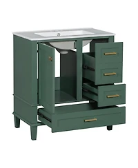 Casainc 30" Bathroom Vanity with Sink Combo, Bathroom Storage Cabinet with Soft-Close Door and 3 Drawers