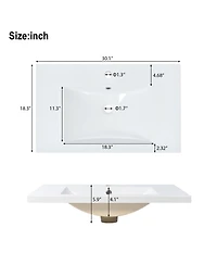 Casainc 30" Bathroom Vanity Set with Sink, Bathroom Storage Cabinet with Solid Wood Frame