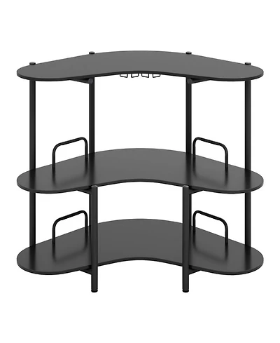 Gouun 3-Tier Liquor Bar Table with Stemware Racks and Storage Shelves