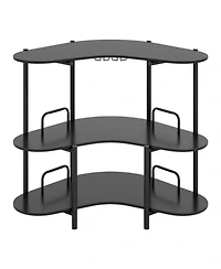 Gouun 3-Tier Liquor Bar Table with Stemware Racks and Storage Shelves