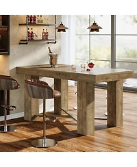 Tribesigns 55" Farmhouse Bar Table, Rectangular Counter Height Table, Modern Wooden Home Bar Furniture