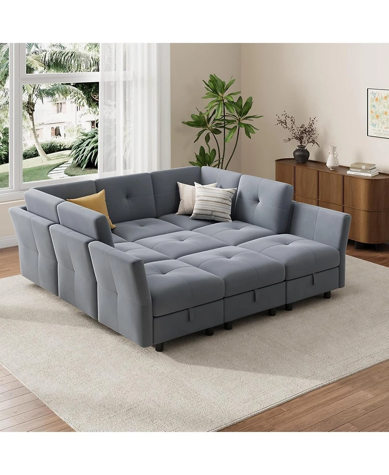 gaomon Modular Sectional Sofa, 143.8 in Sectionals Couch U Shaped Sofa with Storage Ottoman, 9 Seat Comfy Sectional Couches