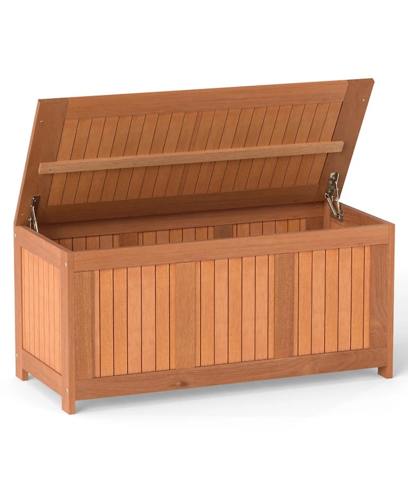Gouun 58-Gallon 3-in-1 Patio Solid Wood Deck Box with Flip-Top Lid