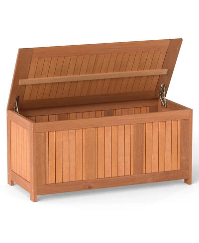 Gouun 58-Gallon 3-in-1 Patio Solid Wood Deck Box with Flip-Top Lid