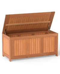 Gouun 58-Gallon 3-in-1 Patio Solid Wood Deck Box with Flip-Top Lid