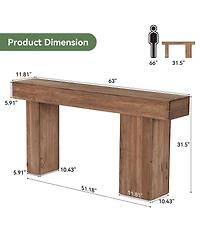 Tribesigns Solid Wood Console Table, 63-Inch Farmhouse Sofa Table Behind Couch with Artistic Legs