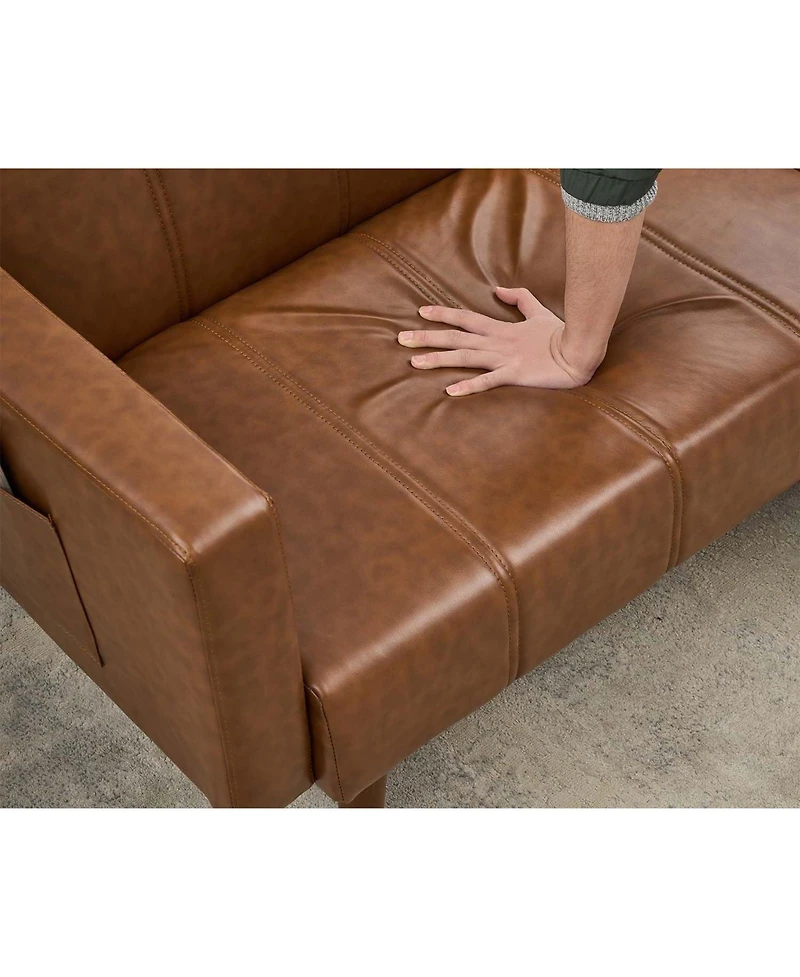 gaomon 75 in Futon Sofa Bed Mid-Century Futon Couch, Pu Leathe Convertible Sleeper Couch with Adjustable Backrest