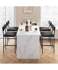 gaomon Set of 4 Steel-Leg Padded High-Back Dining Chairs and Bar Stools