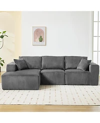 gaomon 108" Modular Sectional Sofa, Cloud Foam Sectional Couch with L-Shape Chaise/Throw Pillows/Plush Corduroy Fabric