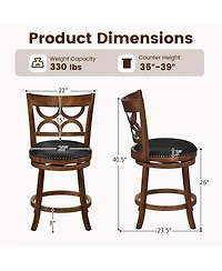 Gymax 26'' Counter Height Bar Stools Set of w/Rubber Wood Frame Upholstered Seat