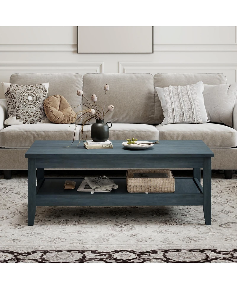 Slickblue Farmhouse Coffee Table Thick Tabletop