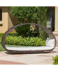 Mondawe Outdoor Wicker Canopy Daybed - Aluminum Frame with Water-Resistant Cushion