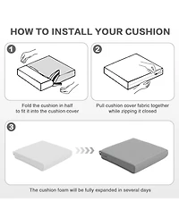 Aoodor Outdoor Chair Cushion W24''xD24'' Soft, Fade-resistant Polyester, Removable Cover with Hidden Zipper, Adaptable Secure Ties