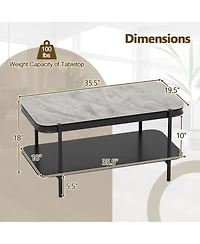 Slickblue 2 Tier Coffee Table Rectangular Sintered Stone Top