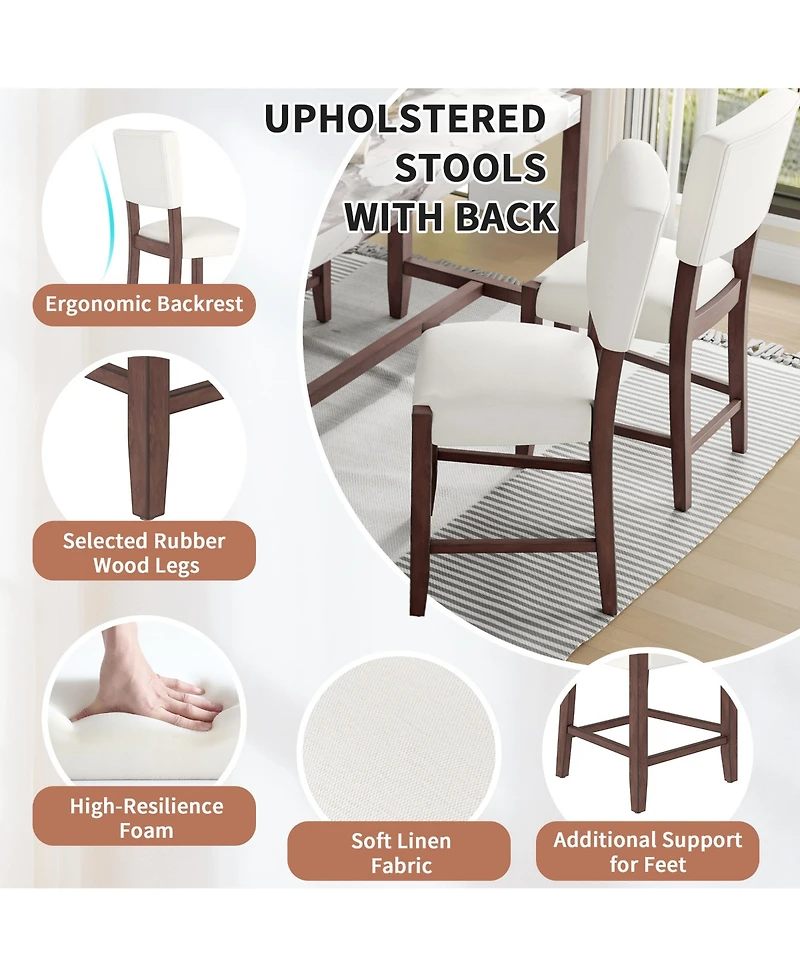 Rainsken Mid Century Modern Bar Stools Set of 2