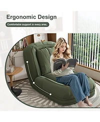 Rainsken Convertible Corduroy Lazy Sofa Bed, 5-Position Adjustable Folding Lounge Chair, Upholstered Sleeper Seat for Living Room, Reading Room