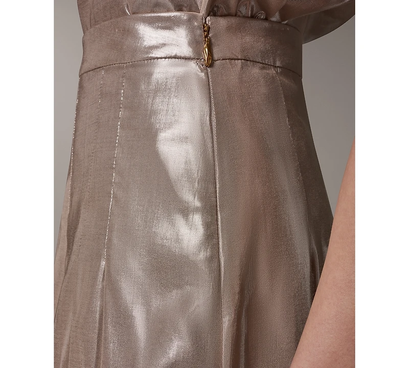 Donna Karan New York Women's Shine Pleated Metallic Midi Skirt