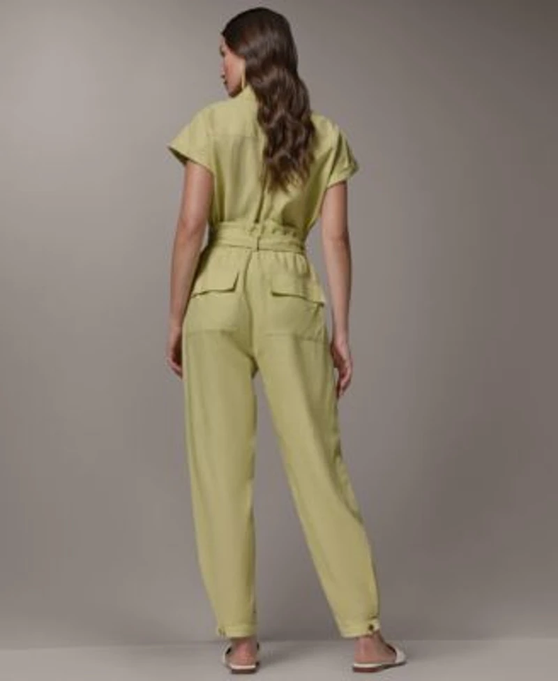 Donna Karan New York Womens Cap Sleeve Shirt Pleated Pant With Wide Cuff Detail