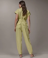 Donna Karan New York Womens Cap Sleeve Shirt Pleated Pant With Wide Cuff Detail