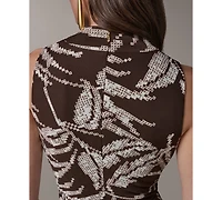 Donna Karan New York Women's Printed Cowl Neck Midi Dress