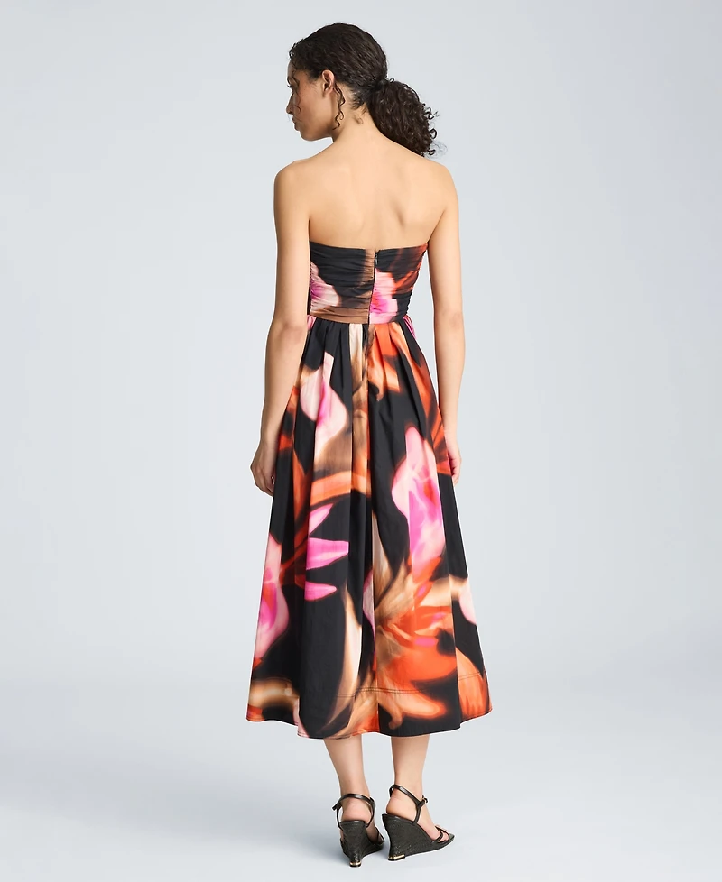Kenneth Cole Women's Floral Print Strapless Midi Dress