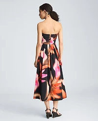 Kenneth Cole Women's Floral Print Strapless Midi Dress