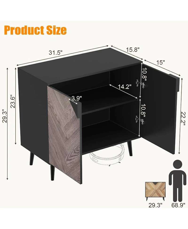 gaomon Contemporary Sideboard Buffet Cabinet - 31.5" with Doors and Shelf - Accent Storage Console - Dining, Living Room