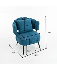 Rainsken Chenille Barrel Accent Chair with Pocket Coil Cushion and Scalloped Back, Stylish Upholstered Seating for Living Room and Reading Nook