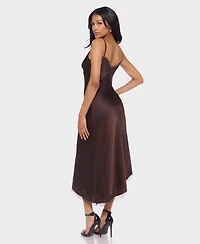 Alex & Sophia Juniors' V-Neck Lace Trim Midi Dress
