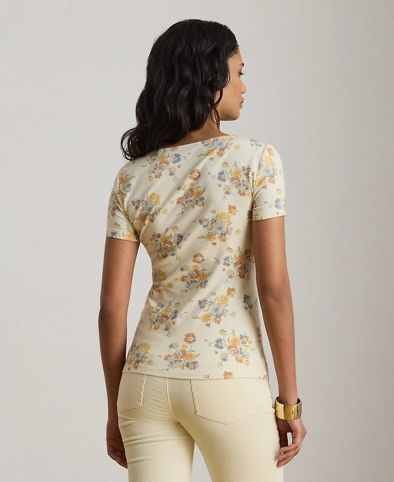 Lauren Ralph Petite Floral Print Square Neck Top