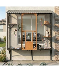 Zeus & Ruta Outdoor Cat Catio Enclosure Patio House With Platforms For 1-3 Cats