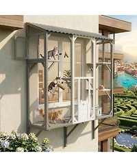 Zeus & Ruta Outdoor Cat Catio Enclosure Patio House With Platforms For 1-3 Cats