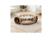 Zeus & Ruta Cat Tunnel Bed with Cushioned Nest and Teasing Balls Zipper Connect Feline Supplies