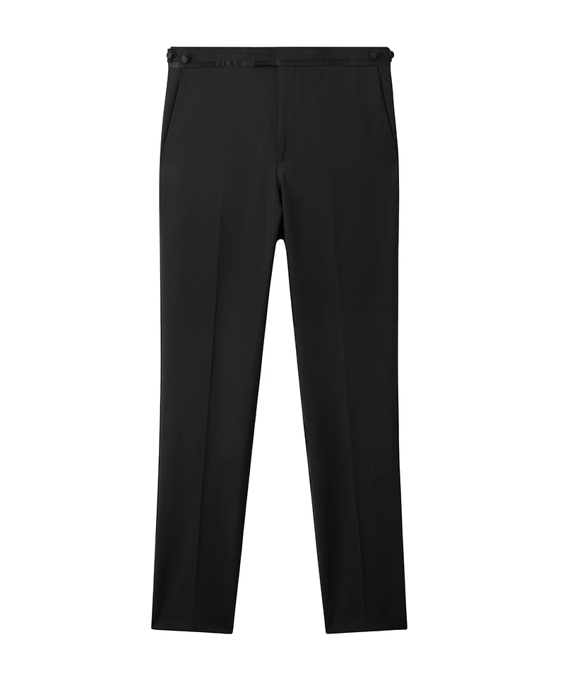Reiss Men's Tailored-Fit Wool-Blend Tuxedo Pants