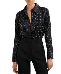 Reiss Women's Silk-Satin Polka-Dot Shirt