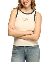 Lucky Brand Women's Americana Ringer Crewneck Tank Top