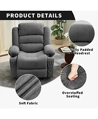 gaomon Wide Rocker Recliner Chair for Adults, Manual Oversized Chairs w/Armrest, Backrest, 2 Cup Holders, Side Pocket